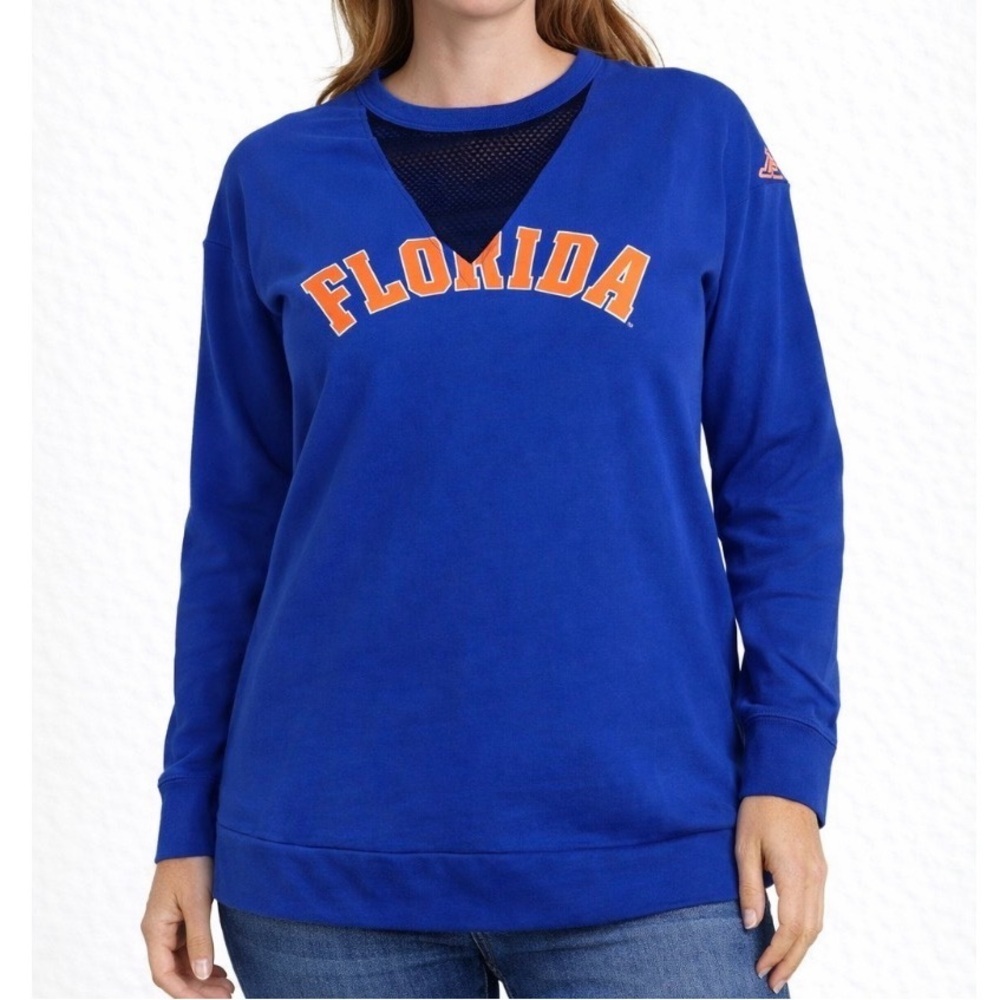 Victoria's Secret PINK Florida Gators sweatshirt Mesh V-Neck Blue/Orange Boxy XS